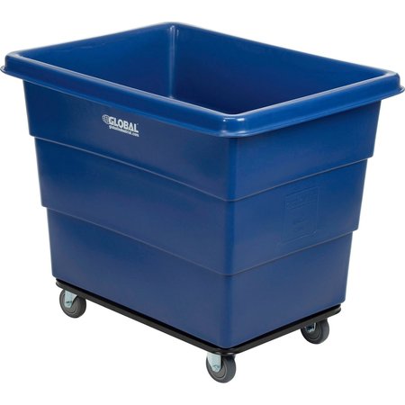 GLOBAL INDUSTRIAL 12 Bushel HDPE Plastic Box Truck with Steel Base, Blue, 38-2/5L x 28-9/10W x 33H 800314